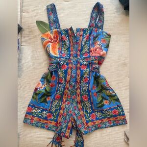 NEW Farm Rio Stitched Garden Blue Romper